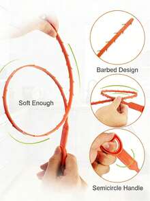 5/3件套排水管堵塞清除钩，排水管清洁工具和毛发清除钩。可重复使用的排水管疏通器，适用于厨房、淋浴房和排水管道。多功能堵塞清除工具，长约20英寸（约51厘米），适用于浴缸、淋浴房和厨房水槽。 - 彩色 - 查看 5