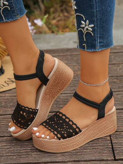 1 đôi dép xăng đan đế xuồng mùa hè, kiểu dáng thường ngày, chống trơn trượt, thoải mái, đa năng, hở mũi.