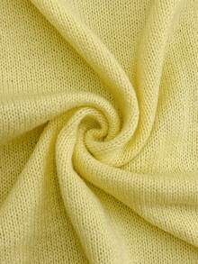 女士春夏新款简约时尚百搭纯色V领无袖修身纽扣高开衩长款开衫，黄色 - 黃色 - 查看 11