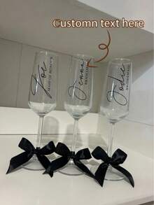 Personalized Champagne Flutes, Customized Champagne Glasses For Bride And Bridesmaids - Reusable, Machine Washable, Customized Champagne Flutes With Bow/Bride And Bridesmaid Wedding Party Glasses - Multicolor - View 6