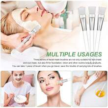 50pcs Soft Face Mask Brushes, Transparent Plastic Handle, Suitable For Skincare, Body Lotion Application - Clear - View 6