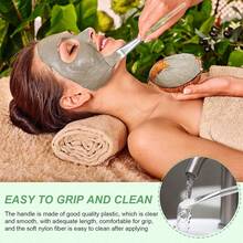 50pcs Soft Face Mask Brushes, Transparent Plastic Handle, Suitable For Skincare, Body Lotion Application - Clear - View 2