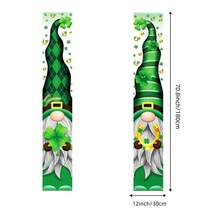 1 Pair St. Patrick's Day Clover Leprechaun Garden Flags, Indoor Outdoor Porch Decor, Polyester, Spring Party Accessory, 12x70.8 Inches - Multicolor - View 3