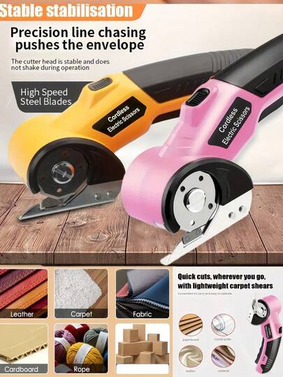 Wireless Electric Scissors With Automatic Fabric Cutting System - Maximum Cutting Thickness Of 1/4 Inch, USB Charging, Suitable For Clothing, Cardboard, Carpets, Artificial Leather - Industrial-Grade Tool, Sturdy And Durable Design, High-Performance Motor, For DIY Enthusiasts