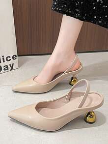 女士粗跟闭趾套脚穆勒鞋，宽松套脚款，2025春夏新款流行款 - 卡其色 - 查看 8