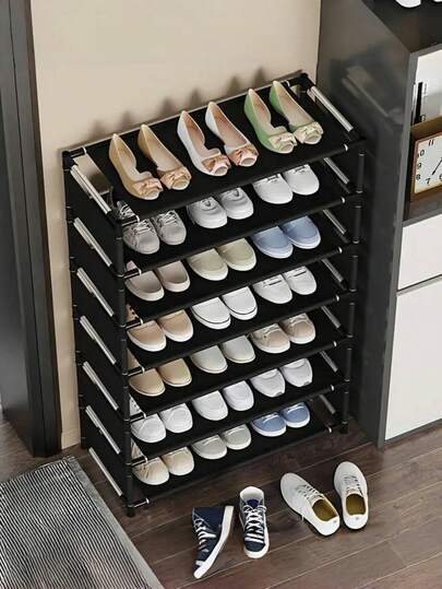 1pc Multi-Layer Plastic Storage Shoes Rack, Free Standing Shoes Rack, Easy Assembled Shoes Storage Shelf, Large Capacity Shoe Shelf, Suitable For Entryway, Hallway, Bedroom, Bathroom, Living Room