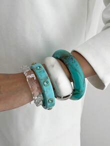 1 chiếc Vòng tay thời trang thiết kế bất đối xứng, Vòng tay phong cách sang trọng đa năng phù hợp với mọi dịp, Món quà hoàn hảo - Nhiều màu - Xem 5
