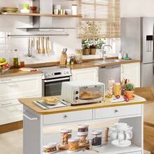 Cocina Carrito Integral De Almacenamiento Con Cajones Blanco - Blanco - Ver 6