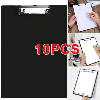 10 X A4 Foolscap Black Clipboard Foolscap PVC Clip Board Home Office Supply