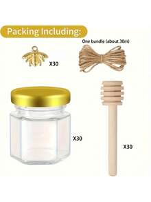 1.5oz Mini Hexagon Honey Pot - Gold Lid, With Bee Charm And Wooden Honey Dipper, Dishwasher , Easy To Clean - Gold - View 9