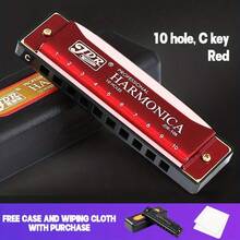 SKETCHIA 10 Hole C Key Harmonica, Durable Plastic With Polished Surface - Includes Protective Case, Ideal For Beginners - Multicolor - View 10