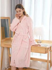 1 chiếc áo choàng tắm cao cấp, mềm mại và bông xốp, kiểu dáng spa khách sạn, dùng tại nhà/hồ bơi/ngoài trời, áo choàng tắm bằng len lông cừu ấm áp sang trọng dành cho phù dâu. - Nhiều màu - Xem 6