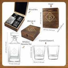 1 Set Customized Whiskey Glass Set, Includes Wooden Box & Whiskey Stones, Groomsman Gift, Best Man Gift, Boyfriend Gift, Birthday Christmas Gift