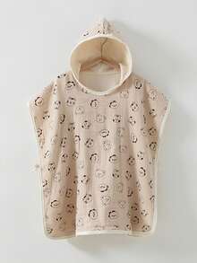 1pc Baby Muslin Hooded Bath Robe, Girls Bathrobe, Children Bathrobe, Infant Shower Towel, Newborn Bath Towel, Baby Sleepwear