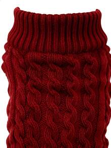 1件彩色麻花针织毛衣，适合宠物冬季保暖 - 酒紅色 - 查看 4