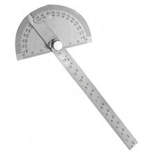 Stainless Steel Protractor 180 Degrees Angle Ruler Finder 140mm Metric Durable Metal Adjustable General Measuring Tool - Plateado - Ver 5