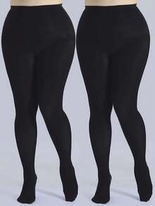 Minimalist Solid Tights, Cozy - Black - View 6