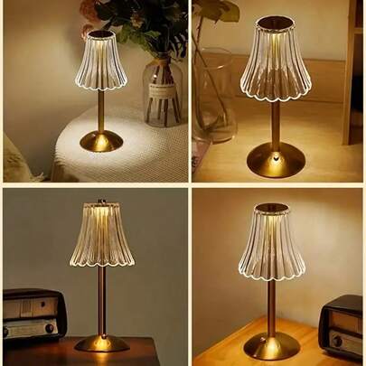 Cordless Table Lamps For Home,Table,Dining Room, Gold Rechargeable Lamps, USB Charge 12'' Tall LED Brass Portable Outdoor Indoor Table Lamp With Built-In Dimmer