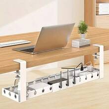 1pc Black/White Solid Iron Retractable Power Strip Cable Organizer, Suitable For Office, Home, Gaming, Hotel, As Cable Management Holder With Detachable Hub, Multi-Functional Cable Bridge, Keeps Desk Tidy, Flame Retardant & Insulated Cable Bridge - Multicolor - View 6