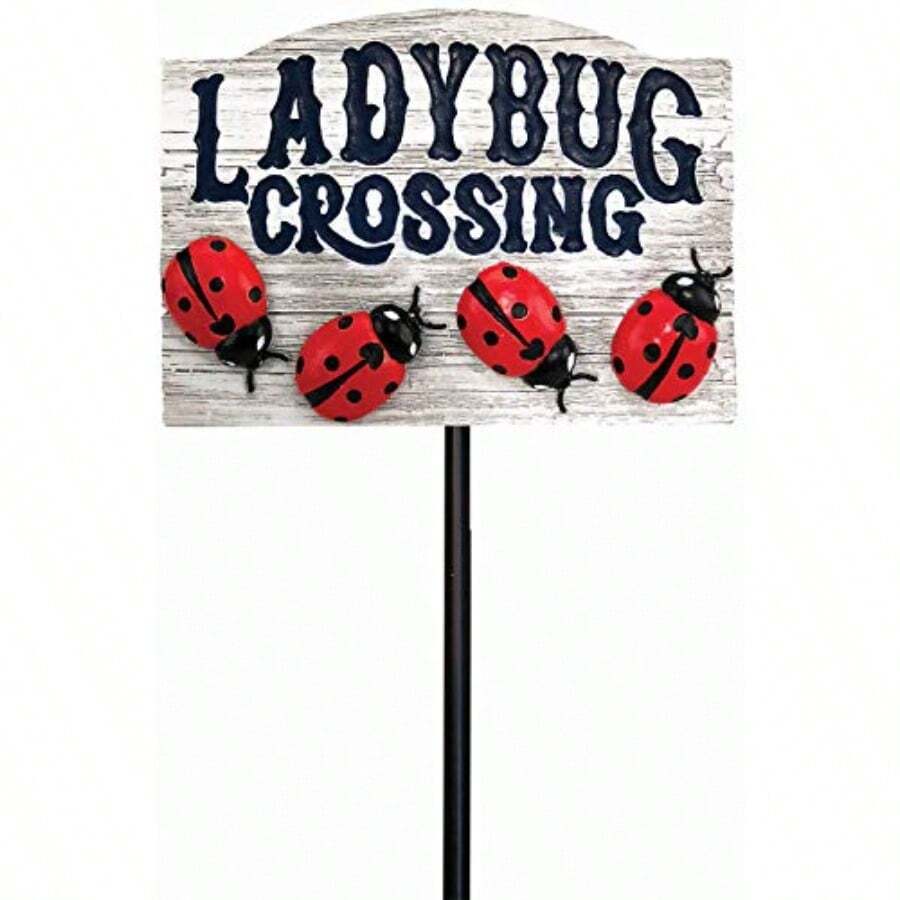 Spoontiques 21228 Ladybug Crossing Garden Stake Multicolored - Multicolor - Ver 1