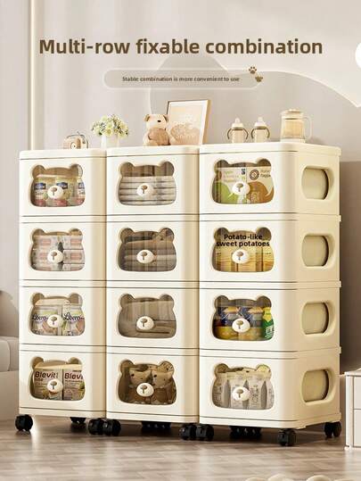 Stackable Storage Drawers, Multi-Purpose Storage,Removable Multi-Layer Drawer Storage Cabinet,3/4/5 Tier Drawers Storage Cabinet Rolling Utility Cart With Wheels, Multi-Purpose Storage, Easy Move With Handles,Waterproof Plastic Nursery Dresser Organizer With Wheels Sturdy Cartoon Storage Cabinet For Hallway, Entryway, Closets, Nightstands,Short-Term Rental Ready