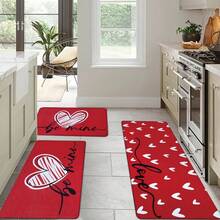 1 Stück Valentinstag Küchenmatte, Valentinstag herzförmiger Teppich, Roter Hintergrund Küchendekoration Kleiner Teppich, Küchendekoration Geschenk für Liebhaber, Weiches & bequemes Flanellmaterial leicht zu reinigen, Küchenteppich, Küchenmatte, Küchenfußbodenteppich, Fußmatte, Kleiner Teppich, Teppich, Läufer, Bodenmatte, Bereichsteppich, Outdoor-Matte, Heimdekoration, Bereichsteppich, Schlafzimmerteppich
