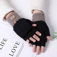 1 par de guantes convertibles unisex con tapa abatible - Cálidos para el invierno, compatibles con pantalla táctil, a prueba de viento, adecuados para ir al trabajo en clima frío - Multicolor - Ver 20