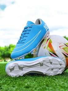 Unisex Youth Sports Football/Soccer Shoes, Campus Student Boys Girls Football Training Shoes, Long Studs Anti-Slip, Good Foot Feel, Lightweight & Comfortable - 藍色 - 查看 4