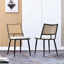 Dining Chairs - Black + Rattan - View 4