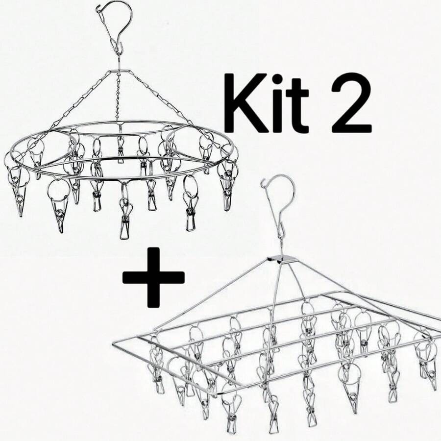 Clothesline Kit 28/40 Clothes Pegs Apartment Half-Wrap Stainless Steel - Silver - View 1
