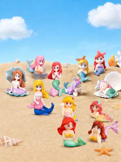 8/4pcs Cute Mermaid Family Aquarium Decor Accessories, PVC Plastic Mermaid  Figurines For Fish Tank Landscaping