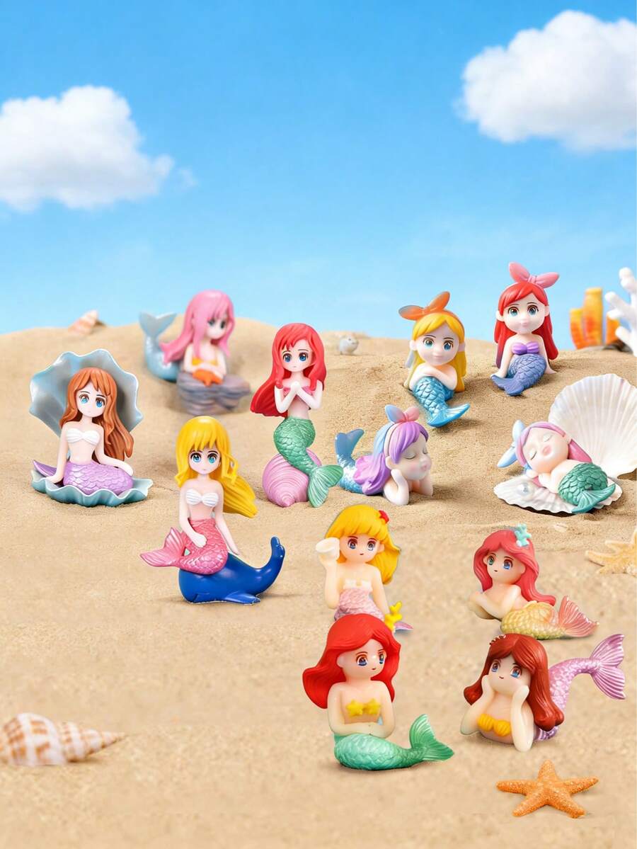 8/4pcs Cute Mermaid Family Aquarium Decor Accessories, PVC Plastic Mermaid  Figurines For Fish Tank Landscaping - Multicolor - View 1