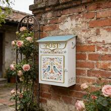 Mailbox Wall Mount Mailboxes For Outside Vintage Mail Boxes For House Outside Metal Drop Box Antique Style Nostalgic Charm Home Decorative Flower Pattern - FlowerWhite - View 3