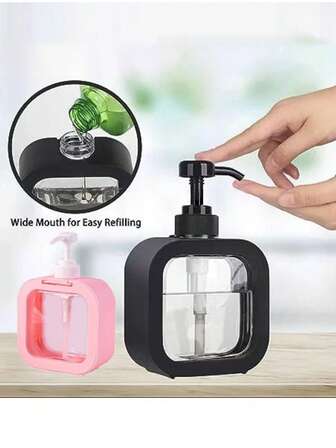 1 st. genomskinlig påfyllningsbar pumpflaska för handtvätt, parfym, lotion, diskmedel, duschtvål, resestorleksdispenser med pump för badrum