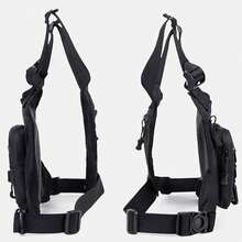 战术包、骑行包、男士背心包、休闲运动包、户外男士胸包 - 黑色 - 查看 4