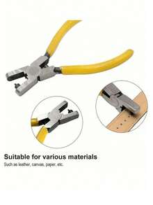 1pc Yellow Strap Hole Punch (Artificial Strap Punching Tool) Stainless Steel Artificial Leather Punching Tool - 2.0mm Strap Pliers, Ideal Gift Choice 1pc Mini Strap Hole Punch, Leather Punching Pliers, DIY Leather Punching Tool - Multicolor - View 3