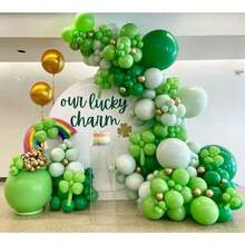 146pcs St. Patrick's Day Balloon Arch Kit - Mixed Color Latex And Foil Oval Balloons With Clover Pattern - Indoor Outdoor Party Decor - Multicolor - View 8