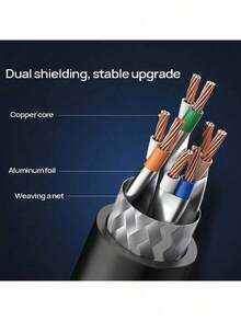 PHILIPS Cáp Ethernet SWA1970/93 Cat 8, cáp Ethernet 10 Gigabit bằng đồng nguyên chất chống nhiễu kép, truyền dữ liệu ổn định, phù hợp cho trung tâm dữ liệu và mạng gia đình hiệu suất cao, màu đen. - màu đen - Xem 3