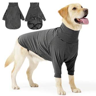 Dog Pajamas Large Sized Girl Boy, Striped Sweatshirts For Pet Fall Winter Spring, Lightweight T Shirt With Front Legs For Labrador Retriever,Australian Shepherd