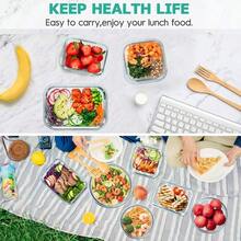 34pcs Glass Food Storage Containers With Lids Set, Airtight Glass Meal Prep Containers (17 Containers & 17 Lids), Leak Proof Lunch Container  , Microwave, Oven, Freezer, Dishwasher  -Black - màu đen - Xem 8