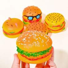 Realistic Hamburger Sound Toy, Cat Teaser Toy With Sound, Soft Elastic Squeaky Toy With Built-In Sound Device, Interactive Toss Toy, Small Dog Chew Toy For Teeth Cleaning And Boredom Relief - Multicolor - View 4