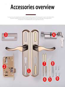1 Set Cerradura de puerta de madera ajustable, Manija de puerta para el hogar universal, Cerradura de puerta de habitación interior, Perilla mecánica, Metal pulido, Sin necesidad de energía, Juego de manija de puerta moderna para decoración del hogar, Manija de puerta interior de moda con llave, Cerradura de antirrobo universal para puerta única - Multicolor - Ver 7