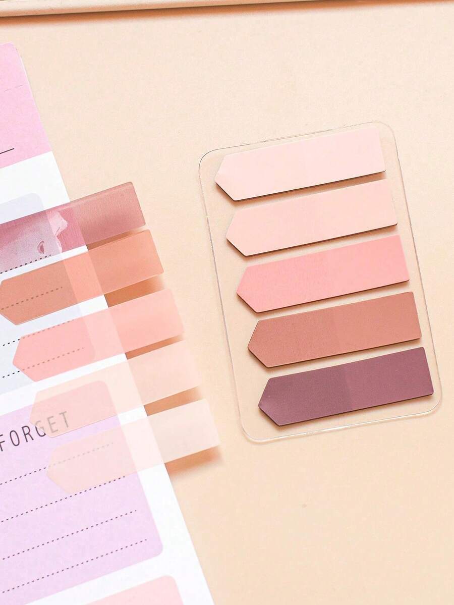 100 Stücke PET Pfeil-förmige Haftnotizen, einfarbige nützliche Indexaufkleber, Studenten- & Bürobedarf - Kaffeebraun - Übersicht 1