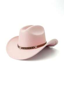 1pc Back To School Western Cowboy Hat, Unisex, Soft Wool Felt Material, Leather Strap Cowboy Hat, Suitable For Christmas, Halloween, Holiday Parties, Casual Everyday Wear - Style 1 - View 15