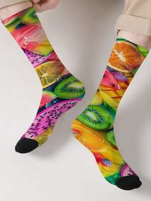 1 paire de chaussettes colorées imprimées à 360° sur le thème de la nouveauté, design unisexe - idéal pour la mode, le style personnalisé et le streetwear - Multicolore - Voir 6