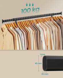 SONGMICS ハンガーラック 伸縮式 洋服ラック 頑丈 衣装掛け 幅92~132cm 耐荷重100Kg 大容量 衣類収納 安定性 業務用 キャスター付き 移動しやすい 室内物干し ちょうどいいサイズ HSR13BKV1 - (92-132)x45x161.5cm - チェックする 2