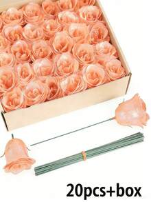 20/10支闪亮玫瑰花束，DIY人造闪光玫瑰花束，红色塑料假玫瑰，人造玫瑰，永不凋谢的闪亮人造玫瑰花束，适用于周年纪念、订婚、结婚礼物、家居装饰、办公室厨房装饰、派对装饰、房间装饰、情人节装饰、母亲节装饰、情人节礼物、生日礼物、毕业礼物（不含礼品袋） - 彩色 - 查看 25