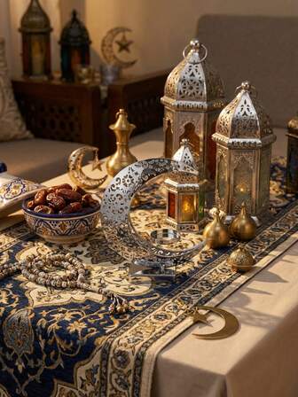 1 st Rama-ljusstake i metall och järnkonst, europeiska moderna Rama kreativa bröllopsfestljus, middagsdekoration för skrivbord, dekorativa rekvisita ljusstake stjärna, måne, lykta, Ramadan-tillbehör, Eid Al-Fitr, Eid-utdelningar, Ramadan-dekor, Ramadan-dekorationer, Ramadan, Ramadan-dekorationer, Ramadan-dekoration, dekor.