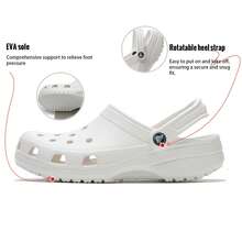 Crocs 男女通用经典木屐凉鞋，舒适休闲一脚蹬鞋，适合日常、户外、旅行，轻便拖鞋 - 10001-100 - 白色 - 查看 1