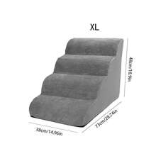 1pc Pet Cat Dog Stairs, Bedside Ramp, Non-Slip Foam, Suitable For All Seasons, Removable & Washable Pet Stairs, Grey